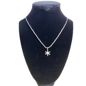 Sterling Silver Necklace with CZ Snowflake Pendant